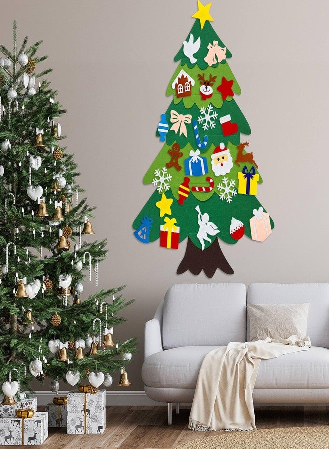 ZEBMOON DIY Felt Christmas Tree, 3.2Ft Felt Xmas Tree with 25 Pcs Ornaments for Montessori, Indoor Hanging Christmas Craft Door Wall Windows Party Supplies New Year Decorations - Image 3